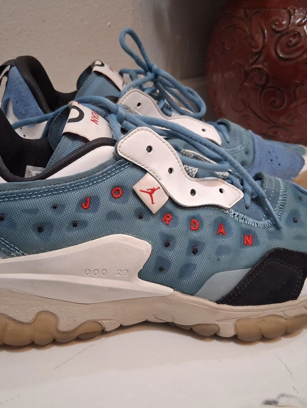 Jordan Kids Teal Blue and White Sneakers with Gum Sole